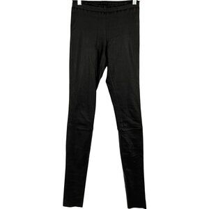 STOULS 100% Lamb Leather Leggings Black Elastic Waistband Size 2XS XXS